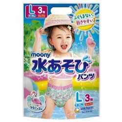 UNICHARM Moony Water Play Pants Diaper Girl 12-22KG L 3pcs