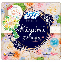 UNICHARM -- Kiyora Sanitary Pads White Floral 72pcs